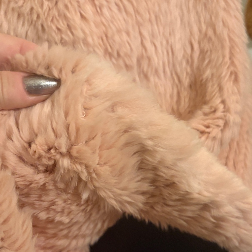 Pink 100% Rabbit Fur Poncho - Picture 6 of 10